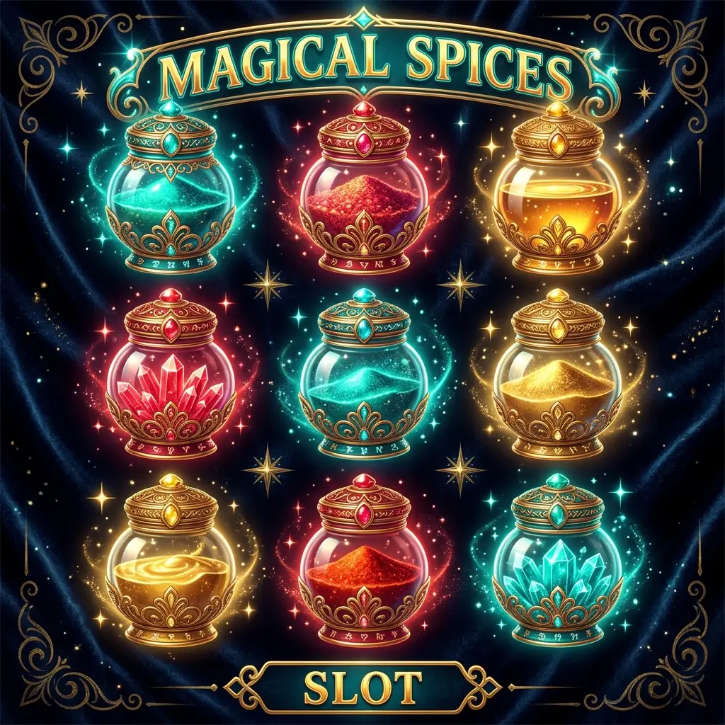 Ornate glass jars of spice